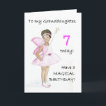 7th Birthday Card for a Granddaughter<br><div class="desc">A 7th Birthday Card for a granddaughter,  with a black fairy in a pink dress,  from a watercolour illustration by Judy Adamson. Please feel free to customise the inside message and contact me through my store if you would like changes to the front cover.</div>
