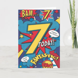 7th Birthday Card - Wow Fantastic Supper Hero