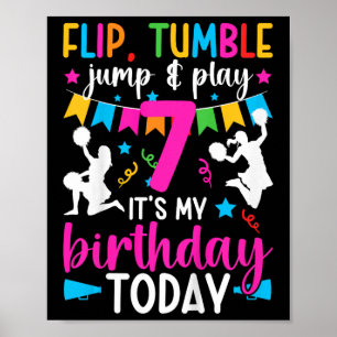 7th Birthday Cheerleader Seven Year Old Cheerleadi Poster