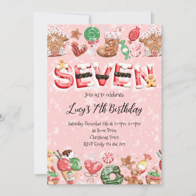 7th Birthday Christmas Party Invitation (Front)