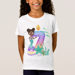 7th Birthday Colourful Mermaid & Sea Creatures T-Shirt