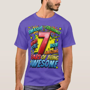 7th Birthday Comic Style Awesome Since 2016 7 Year T-Shirt