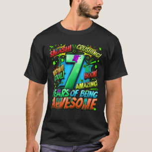 7th Birthday Comic Style Awesome Since 2016 7 Year T-Shirt