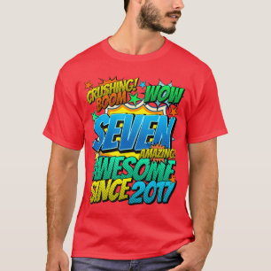 7th Birthday Comic Style Awesome Since 2017 7 Year T-Shirt