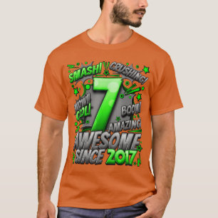 7th Birthday Comic Style Awesome since 2017 7 Year T-Shirt