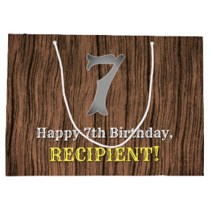 7th Birthday: Country Western Inspired Look, Name Large Gift Bag