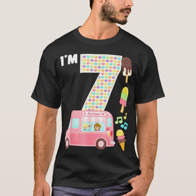 7th Birthday Crew Ice Cream Truck Im 7 Bday Ice Cr T-Shirt (Front)