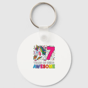 7th Birthday Dabbing Unicorn Party Gift 7 Years Ol Key Ring