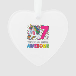 7th Birthday Dabbing Unicorn Party Gift 7 Years Ol Ornament