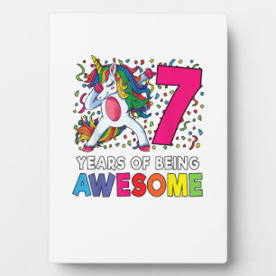 7th Birthday Dabbing Unicorn Party Gift 7 Years Ol Plaque