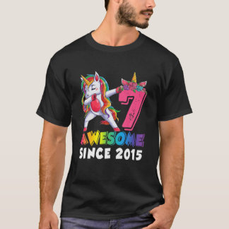 7Th Birthday Dabbing Unicorn Party Gift 7 Years Ol T-Shirt
