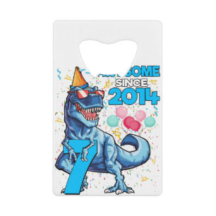 7th Birthday Dinosaur 7 Year Old Boy Kids Awesome