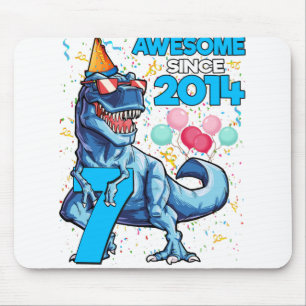 7th Birthday Dinosaur 7 Year Old Boy Kids Awesome Mouse Mat