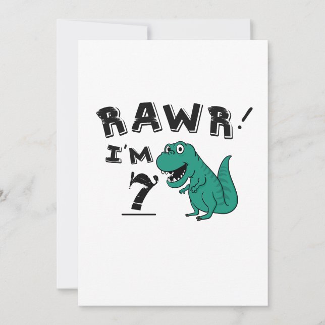 7th Birthday Dinosaur Gift for 7 Year Old Boys Card (Front)