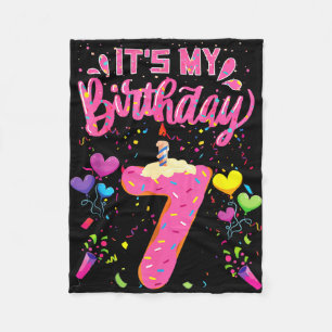 7th birthday doughnut happy 7 years old girl kids fleece blanket