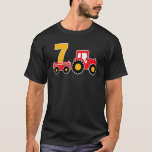 7th Birthday Farm Tractor Theme Farmer Boy 7 Years T-Shirt