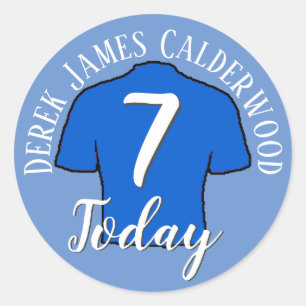 7th Birthday Football Badge to Personalise Classic Round Sticker