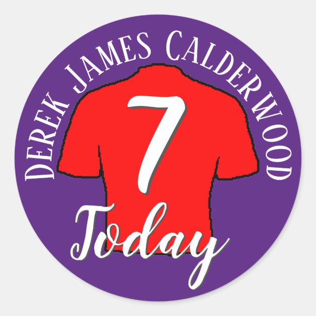 7th Birthday Football Badge to Personalise Classic Round Sticker (Front)