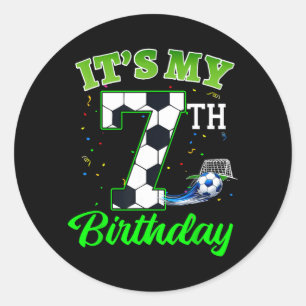 7th Birthday Football Boy Girl Kids Soccer Sports Classic Round Sticker