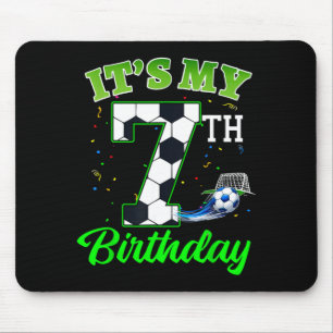 7th Birthday Football Boy Girl Kids Soccer Sports Mouse Mat
