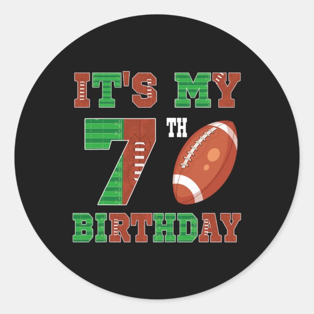 7th Birthday Football Theme 7 Year Old Football Pl Classic Round Sticker (Front)