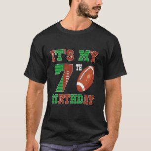 7th Birthday Football Theme 7 Year Old Football Pl T-Shirt