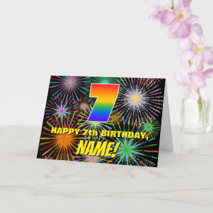 7th Birthday: Fun, Colourful Celebratory Fireworks Card
