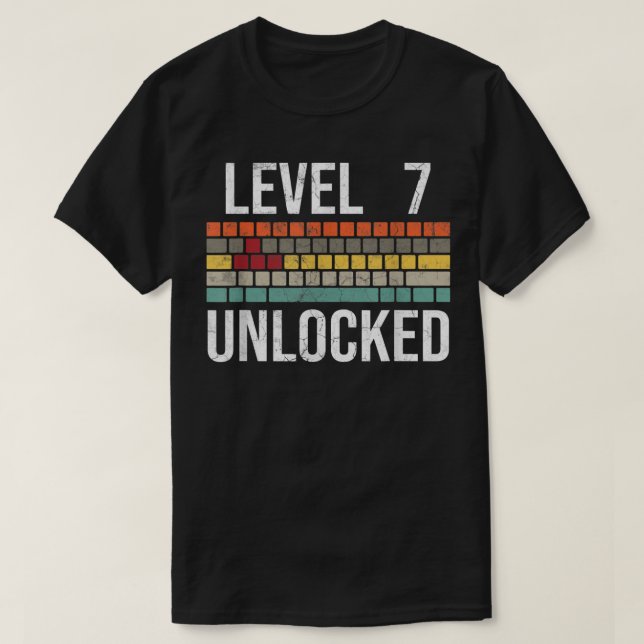 7th Birthday Gamer Birthday for Boys, Kids Level 7 T-Shirt (Design Front)