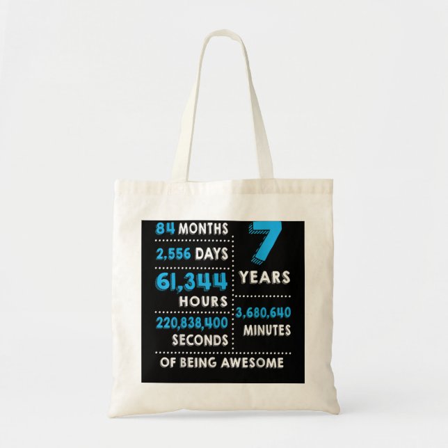 7th Birthday Gift 7 Years Old Being Awesome Tee Tote Bag (Front)