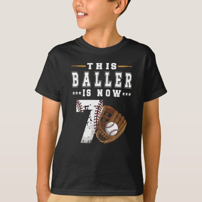 7th Birthday Gift Baseball Player 7 Year Old Boy T-Shirt (Front)