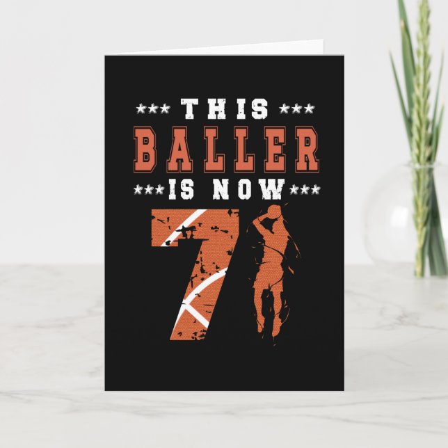 7th Birthday Gift Basketball Player 7 Year Old Boy Card (Front)