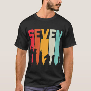 7th Birthday Gift Chess Player Retro Board Game Fa T-Shirt