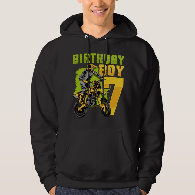 7th Birthday Gift Party Motocross Dirt Bike Racer  Hoodie (Front)