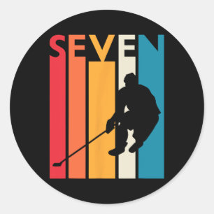 7th Birthday Gift Seven Vintage Hockey Birthday 7  Classic Round Sticker