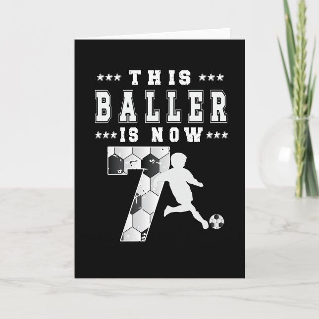 7th Birthday Gift Soccer Player 7 Year Old Boy Card (Front)