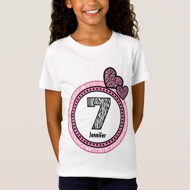 7th Birthday Gift Zebra Polka Dot Pattern V03C T-Shirt (Front)
