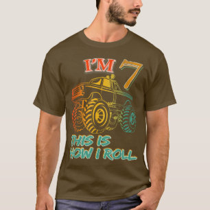 7th Birthday Gifts I'm 7 This Is How I Roll Monste T-Shirt