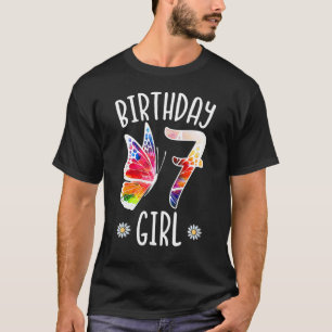 7th Birthday Girl Butterflies 7 Years Old Girls Bu T-Shirt