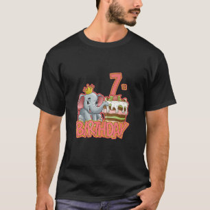 7th Birthday Girl Cake Elephant T-Shirt