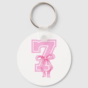 7th Birthday Girl Coquette Nk Bows Seven Years Old Key Ring