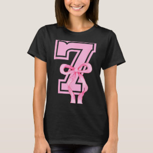 7th Birthday Girl Coquette Nk Bows Seven Years Old T-Shirt