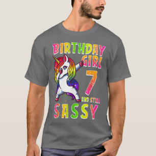 7th Birthday Girl Dabbing Unicorn 7 Years Old & St T-Shirt