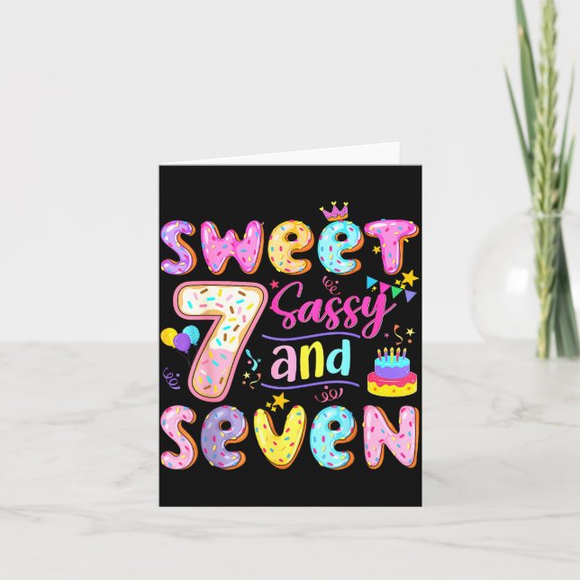 7th Birthday Girl Donut Sweet Sy And Seven Birthda Card (Front)