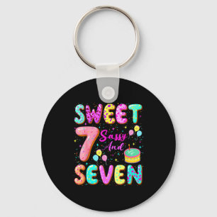 7th Birthday Girl Donut Sweet Sy And Seven Birthda Key Ring