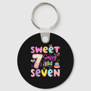 7th Birthday Girl Donut Sweet Sy And Seven Birthda Key Ring