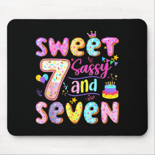 7th Birthday Girl Donut Sweet Sy And Seven Birthda Mouse Mat