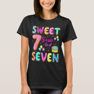 7th Birthday Girl Donut Sweet Sy And Seven Birthda T-Shirt