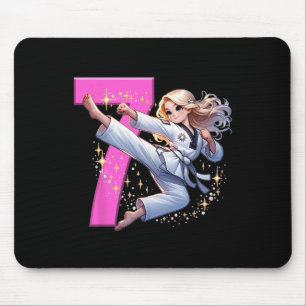 7th Birthday Girl Martial Arts Party Taekwondo Kar Mouse Mat