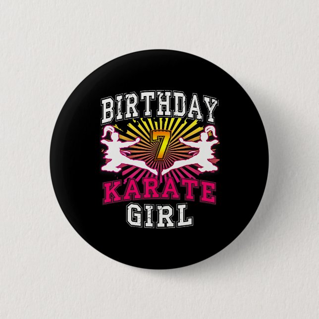 7th Birthday Girl Shirt - Karate 7 Years Old Kid  6 Cm Round Badge (Front)