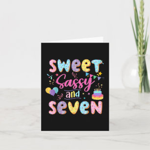 7th Birthday Girl Sweet Sassy And Seven Doughnut 7 Card